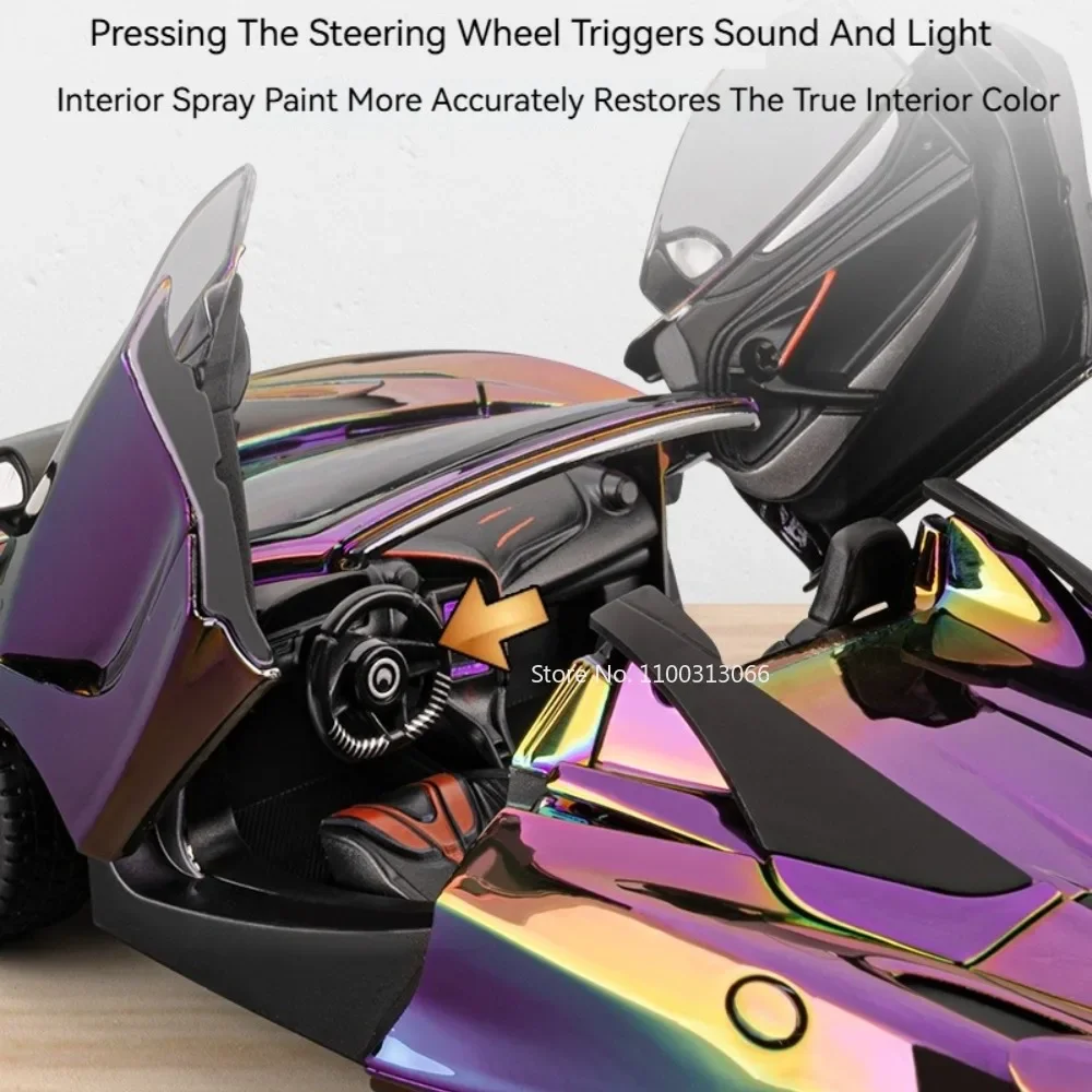 1:24 720S نماذج سبيكة سيارات دييكاست اللعب عجلة امتصاص الصدمات سيارة لعبة الإطارات المطاطية مركبات مصغرة هدايا مثالية للأطفال