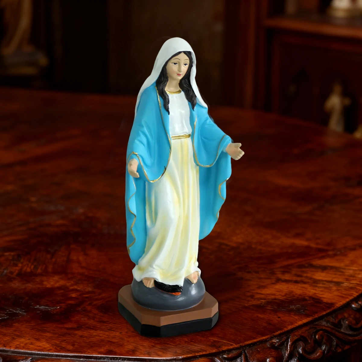 قطعة واحدة من تمثال مريم العذراء - 8.34 بوصة زينة صلاة منزلية لسيدة الرحمة الإلهية، ديكورات حفلات المنزل لعيد الميلاد #1