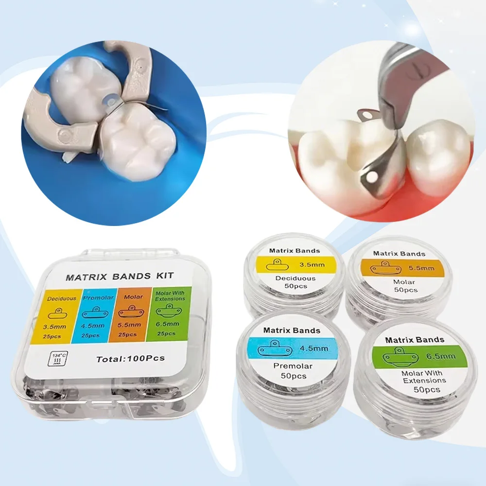 

Контурные секционные матричные ленты из нержавеющей стали от 3 до 6 5 мм для восстановления задней части класса II