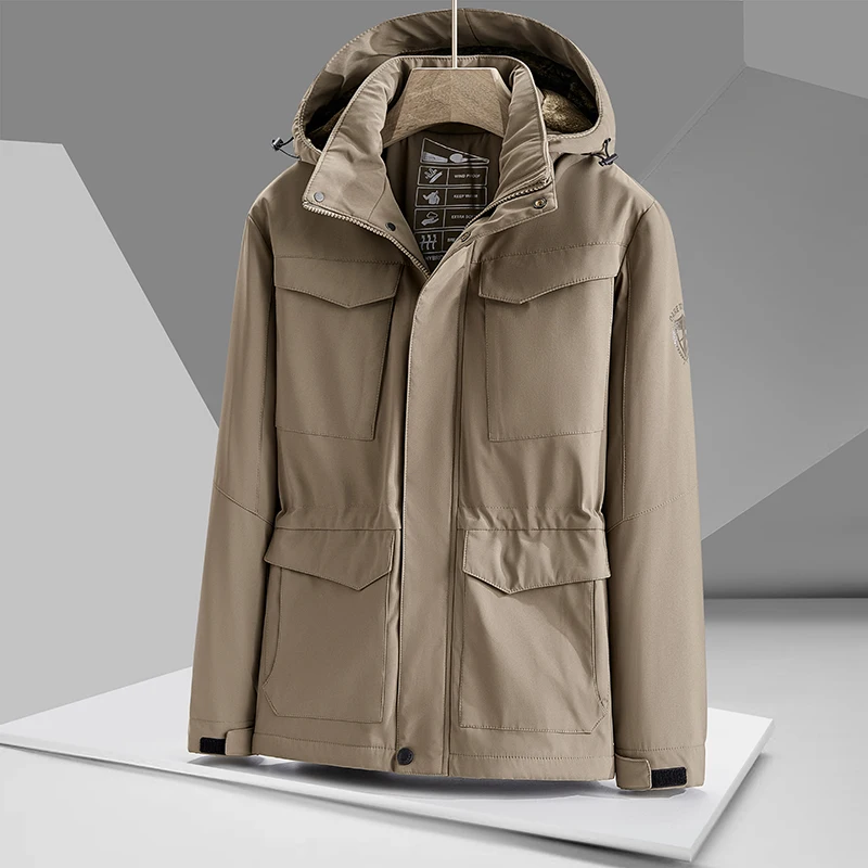 ذكر صالح الشتاء سترات متعددة جيب البضائع الرجال معاطف الشتاء الطويلة أسفل السترات مقنعين معطف سترات دافئة غير رسمية سترات ذات نوعية جيدة