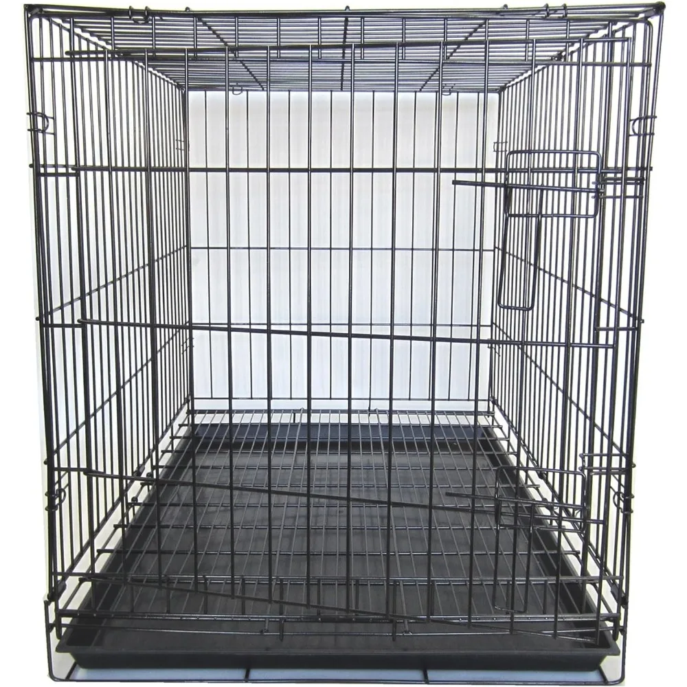 

36-Inch Dog Kennel Cage with Wire Bottom Grate and Plastic Tray, Black