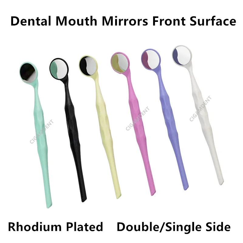 5Pcs Dental Rhodium Mouth Mirrors Front Surface Intraoral Photography Mirror Exam Reflector Glass Double/Single Side