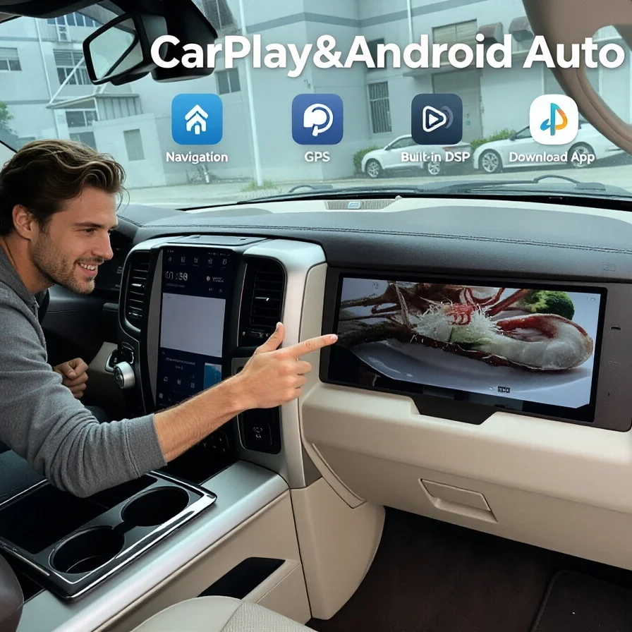 Android Auto Carplay For Dodge Ram 1500 2500 3500 2014-2018 Co-pilot Multimedia Player Passenger Car Radio GPS Map Navigation TV