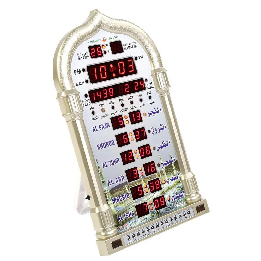 

Mosque Clock Azan Clock Al-Harameen Mosque Pray Muslim Table Digital Azan Clock Wall Jam Azan Dinding Included EU Plug A