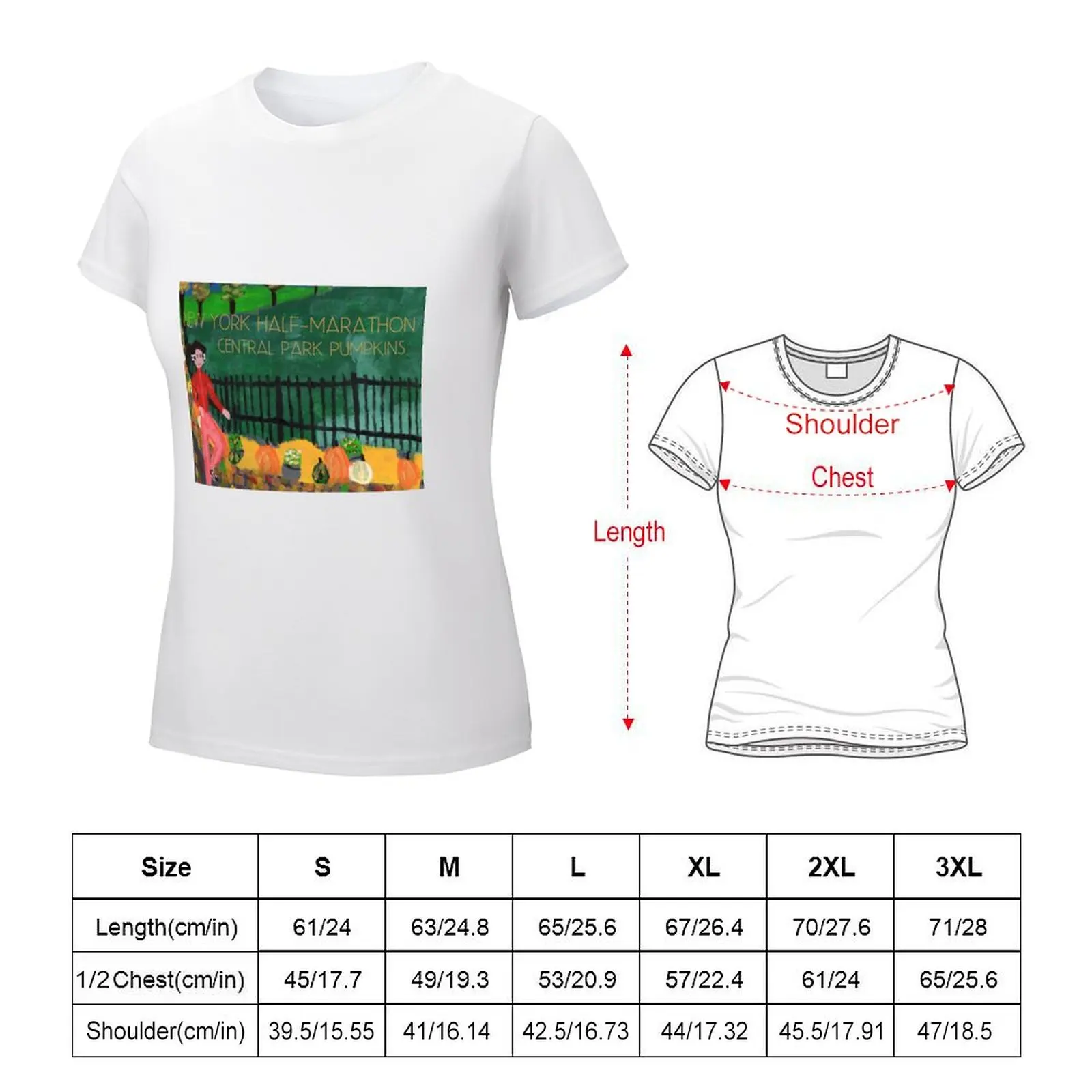 New York Half-Marathon Central Park Pumpkins T-shirt summer top vintage clothes Women's tee shirt