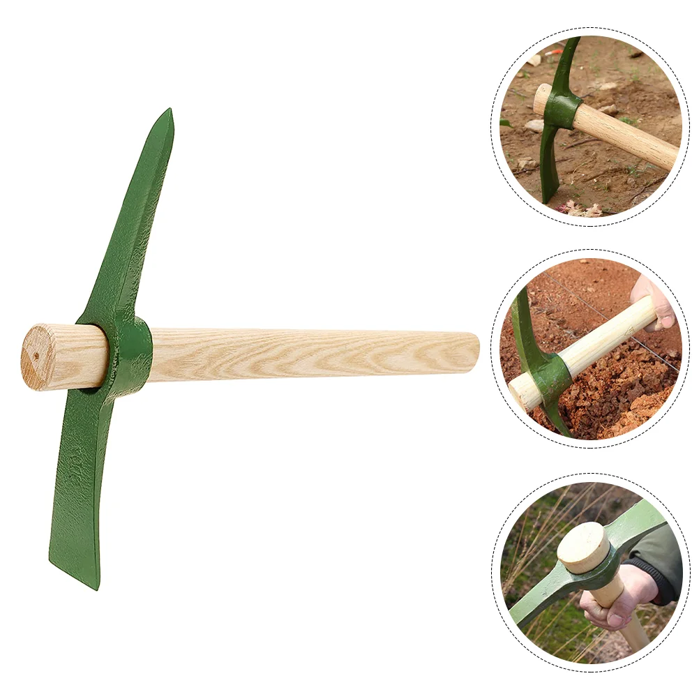 Garden Pick Digging Tool Hand Hoe Vegetable Steel Gardening Compact Wood Pickaxe Flower Planting Rust-resistant