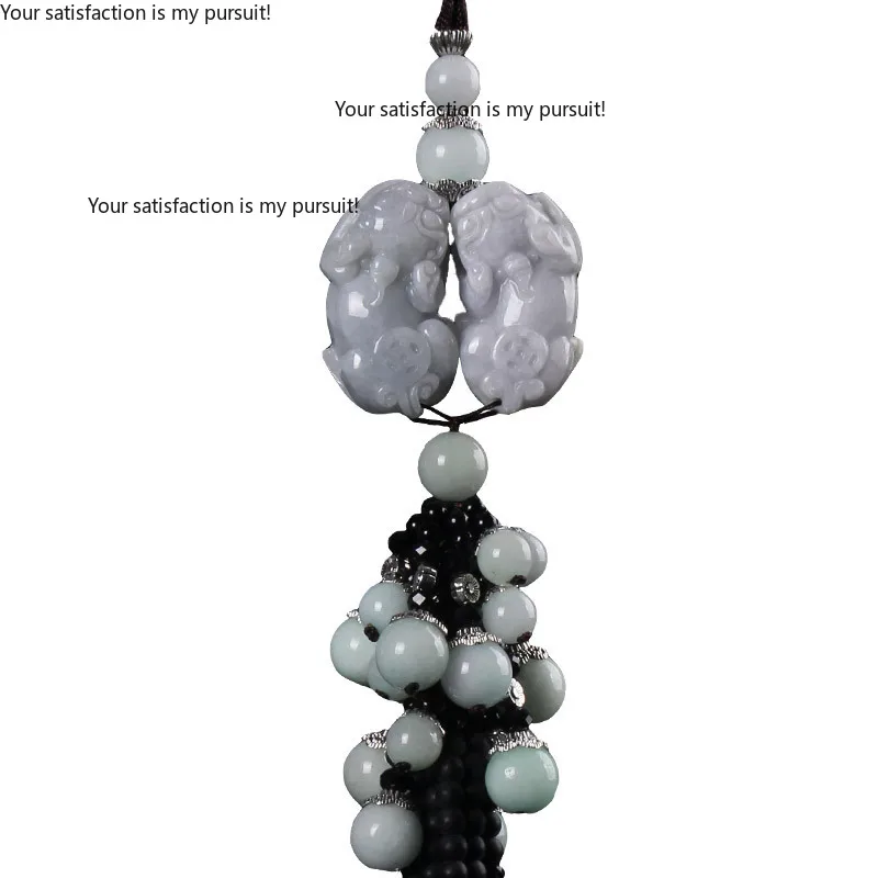 High-end car pendant, jadeite jade double Pixiu rearview mirror, safe interior jewelry pendant, car supplies