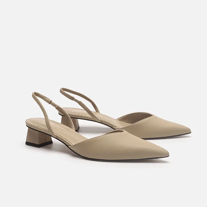 Scarpe per le donne 2024 marca Slip-on tacchi alti da donna moda bocca superficiale ufficio e carriera Sexy Slingbacks sandali con cappuccio