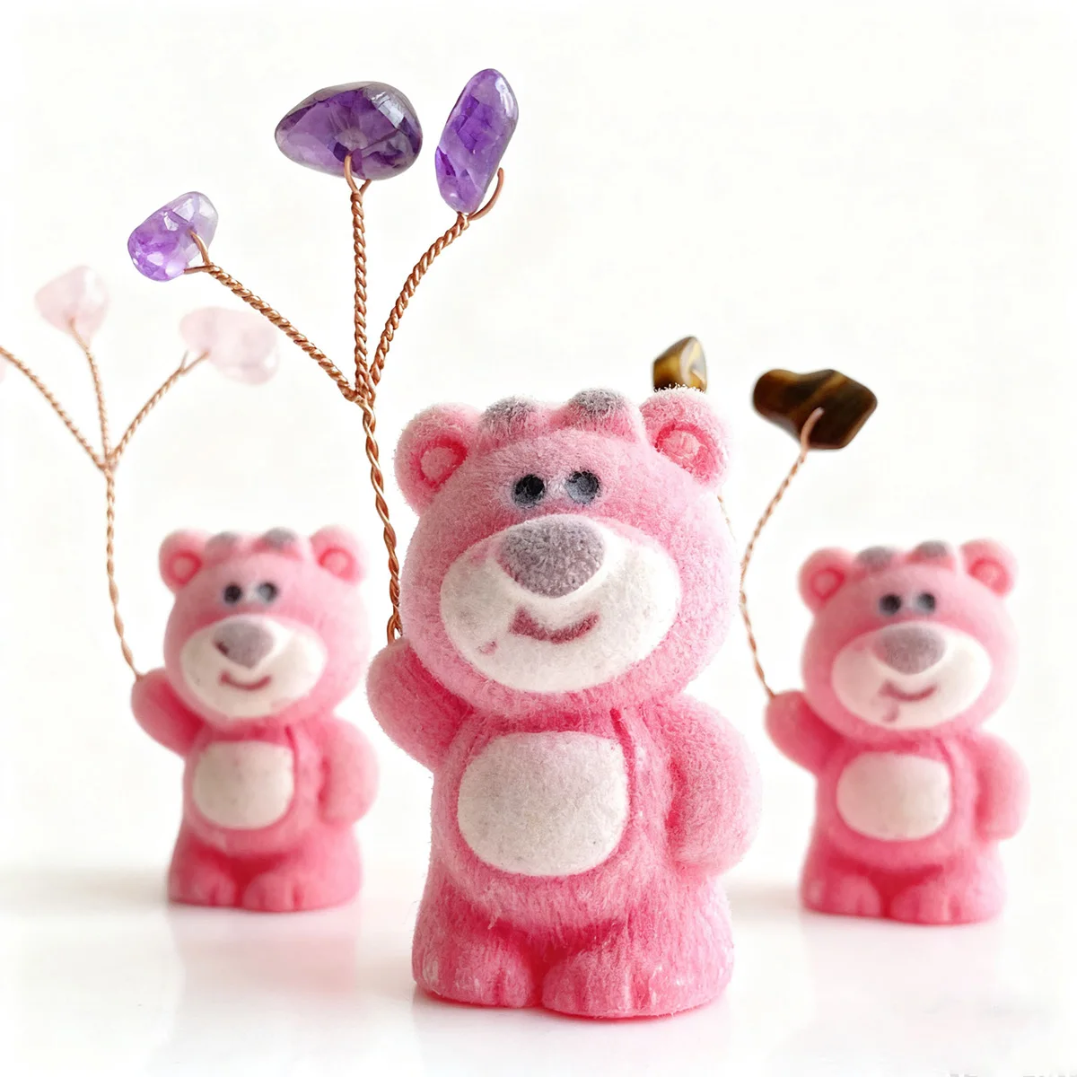 

50-60MM Natural Crystal Tree Energy Stone Money Tree Copper Sweet Bear Wire Wrapped Colorful Feng Shui Trees Home Decor