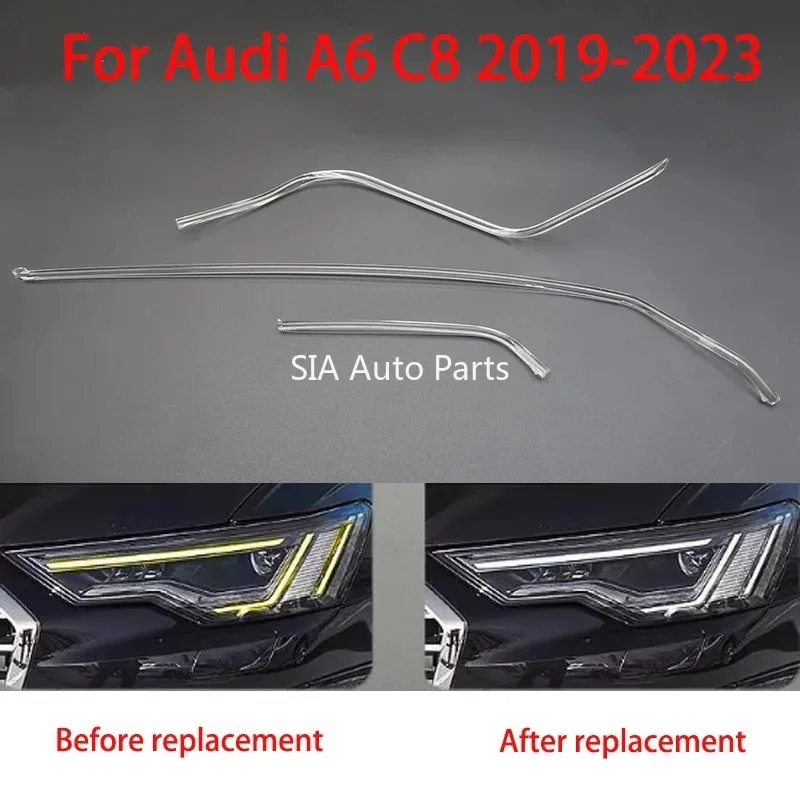 

Новинка для Audi A6 C8 2019-2023, белые дневные ходовые огни автомобиля DRL, направляющая трубка фар, ангельские глазки, направляющие полосы света