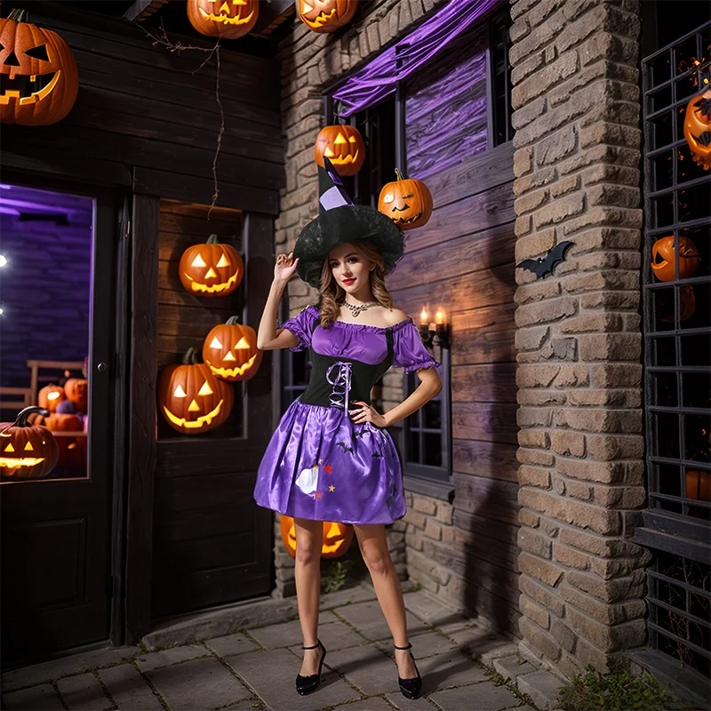 

loween Cosplay Witch Costume Adult Women's Faion Magic Role-plang Outfit Polyester Material Traditional Chinese Stage ...