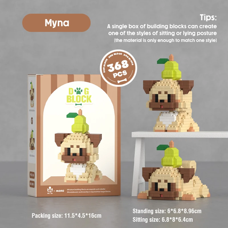 Cute Pet Dog Model Building Block Shake Head Kids Mini City Cartoon Animal Diamond Bricks Educational Toys for Children Adults