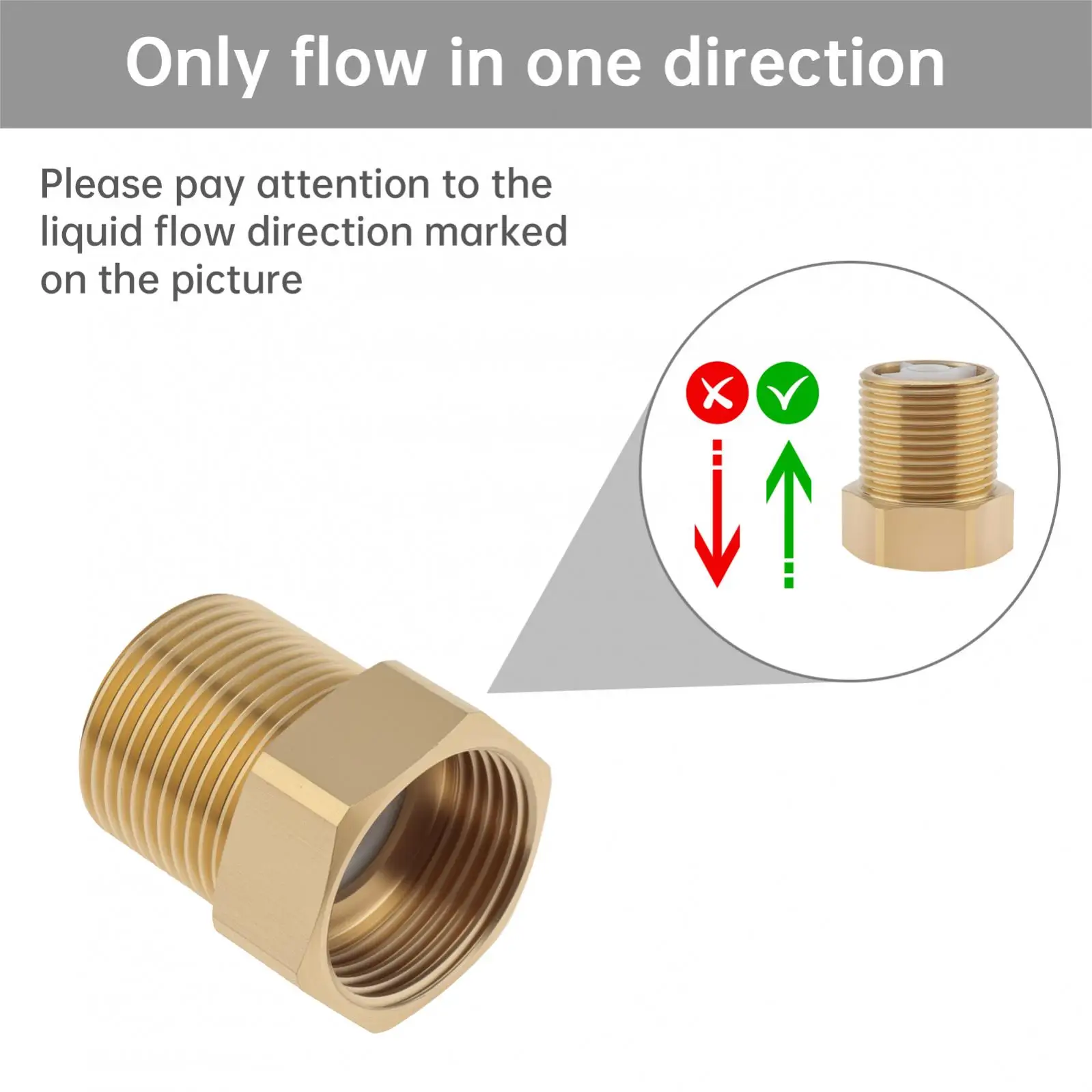 2 Stück Messing Einweg-Rückschlagventil für Wassertürme, Warmwasserbereiter, Toilette, Innengewinde auf Außengewinde, Rückflussverhinderer, Rückschlagventil