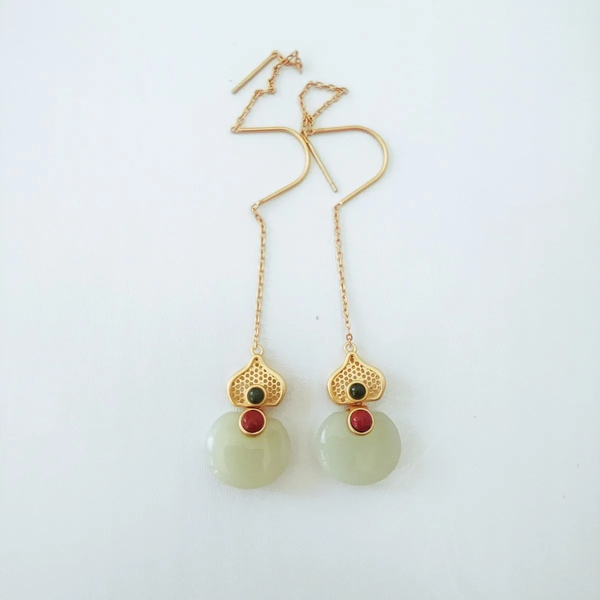 

KJJEAXCMY брендовый бутик ювелирных изделий, стерлинговое серебро 925 пробы, натуральный нефрит Хотан, женские красочные серьги с драгоценными камнями, древнее мастерство для девочек