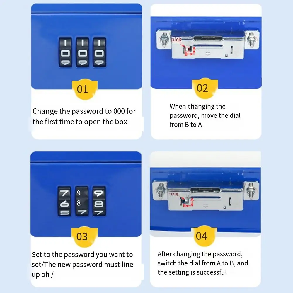 Small/Large Locking Cash Box Safe Double Layer Metal Money Box Key Lock/ Password with Combination Lock Lock Storage Box Office