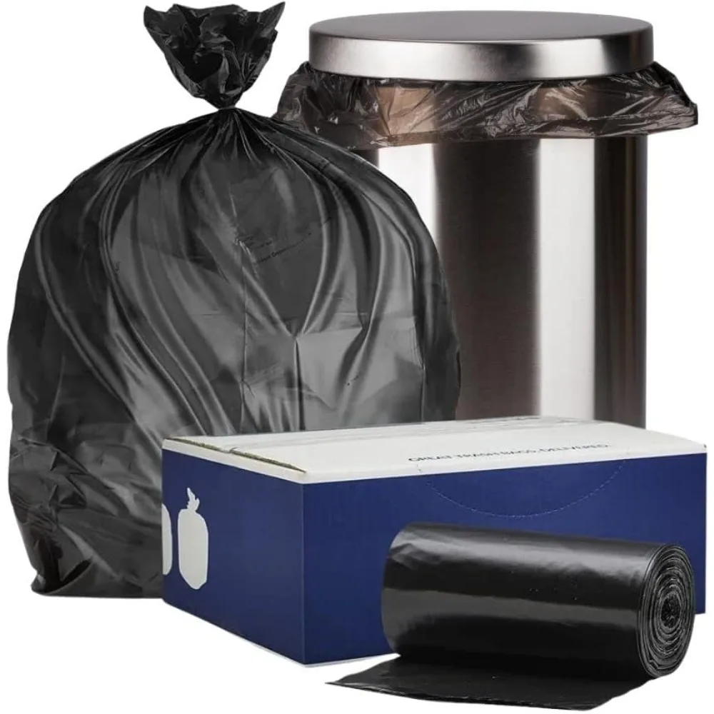 

12-16 Gallon Trash Count │ 0.8 Mil │ Black Garbage Can Liners │ 24' x 32' (500 Case), 24x32 Inch (Pack of 500)