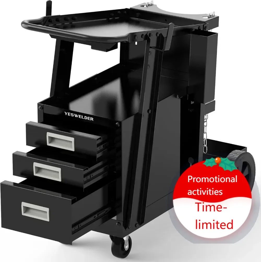 

Hot salesHeavy Duty Welding Cart with 3 Drawers, 360° Wheels for MIG TIG Plasma Cutter Storage
