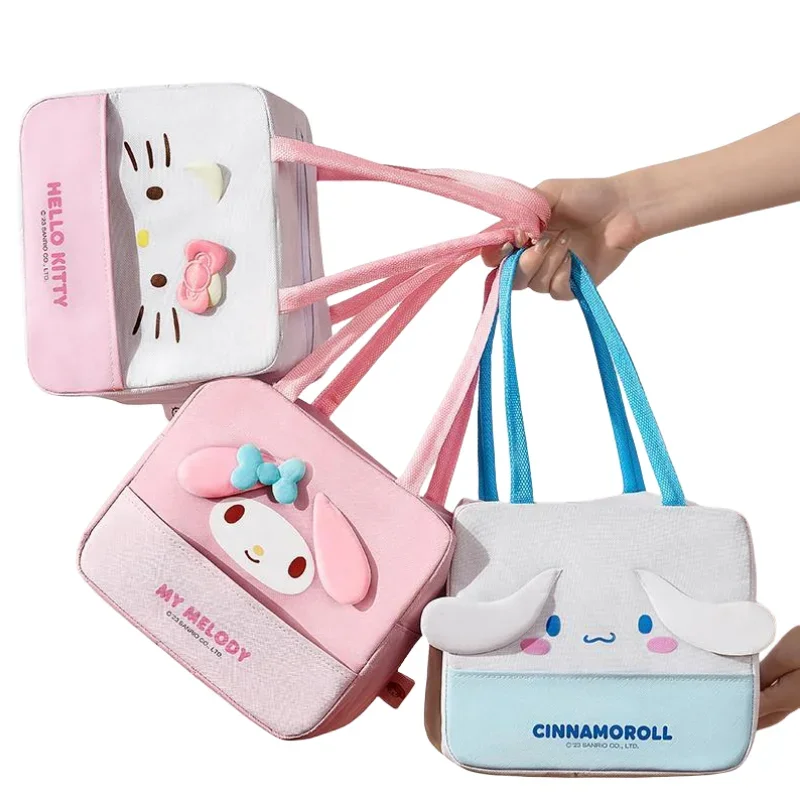 Sanrio cartoon Hello kitty Cinnamoroll anime fashion lunch bag bento bag zipper closure aluminum foil thickened thermal bag