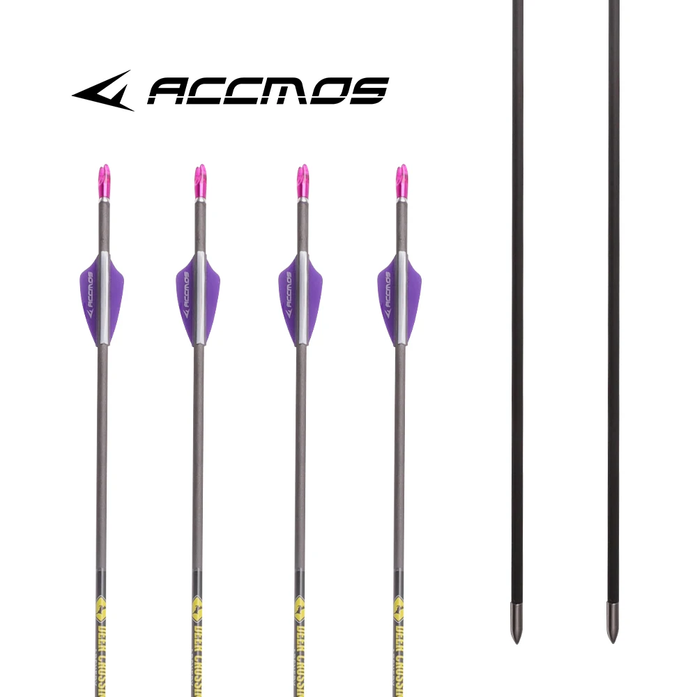 12pcs Archery ID4.2 Arrow Pure Carbon Spine 350 400 500 600 700 800 900 1000 Hunting Shooting Accessories