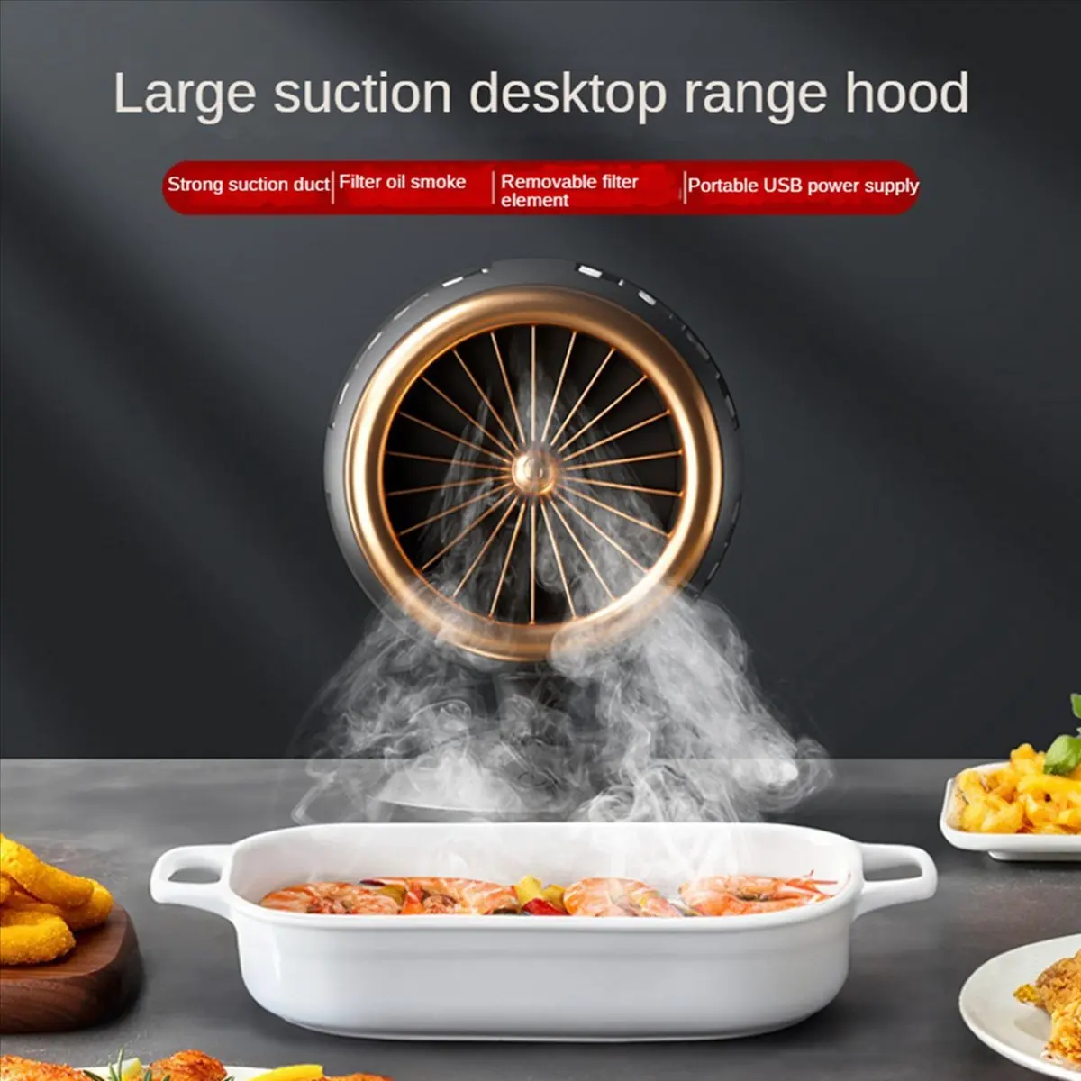 M10K M10K Desktop Range Hoods, Portable Kitchen Exhaust Fan USB Rechargeable, Portable Range Hood with Filter for BBQ, Hot Pot - Aliexpress Deal