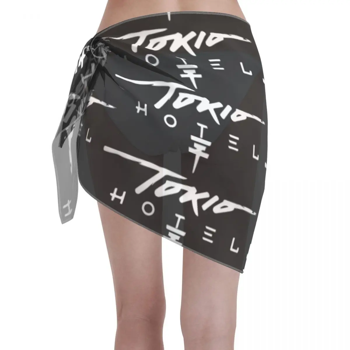 커스텀 토키오 호텔 록 밴드 Bill Kaulitz 비치 비키니 커버 업 랩 SeeThrough 비치 비키니 커버 업 짧은 스커트 시폰 스카프