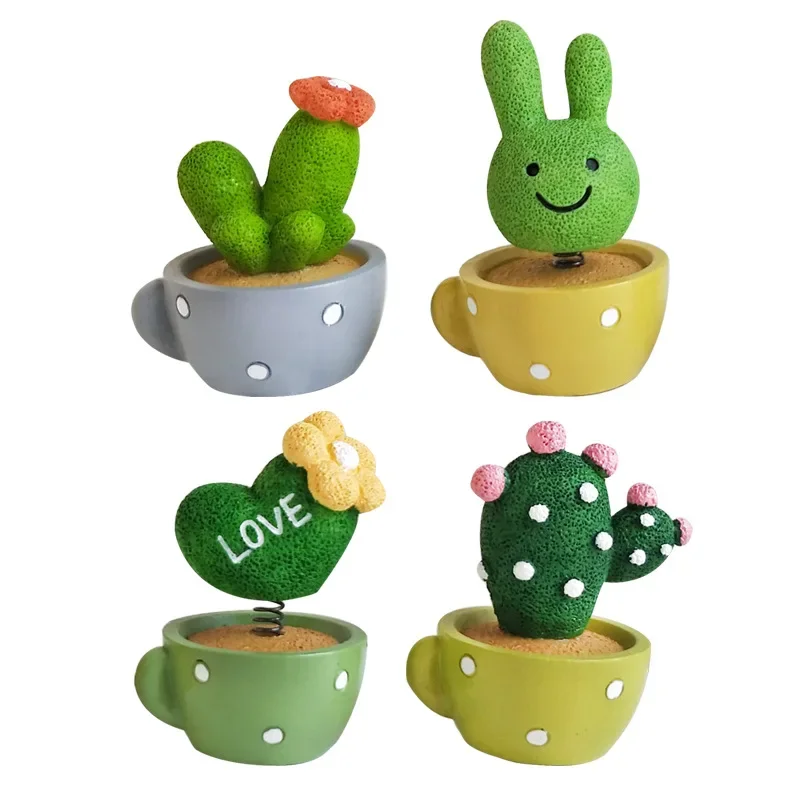 Duck Dog Cactus Flower Pot Succulent Plants Dashboard Car Shaking Head Ornaments Desk Cake Auto Interior Decorations Accessories