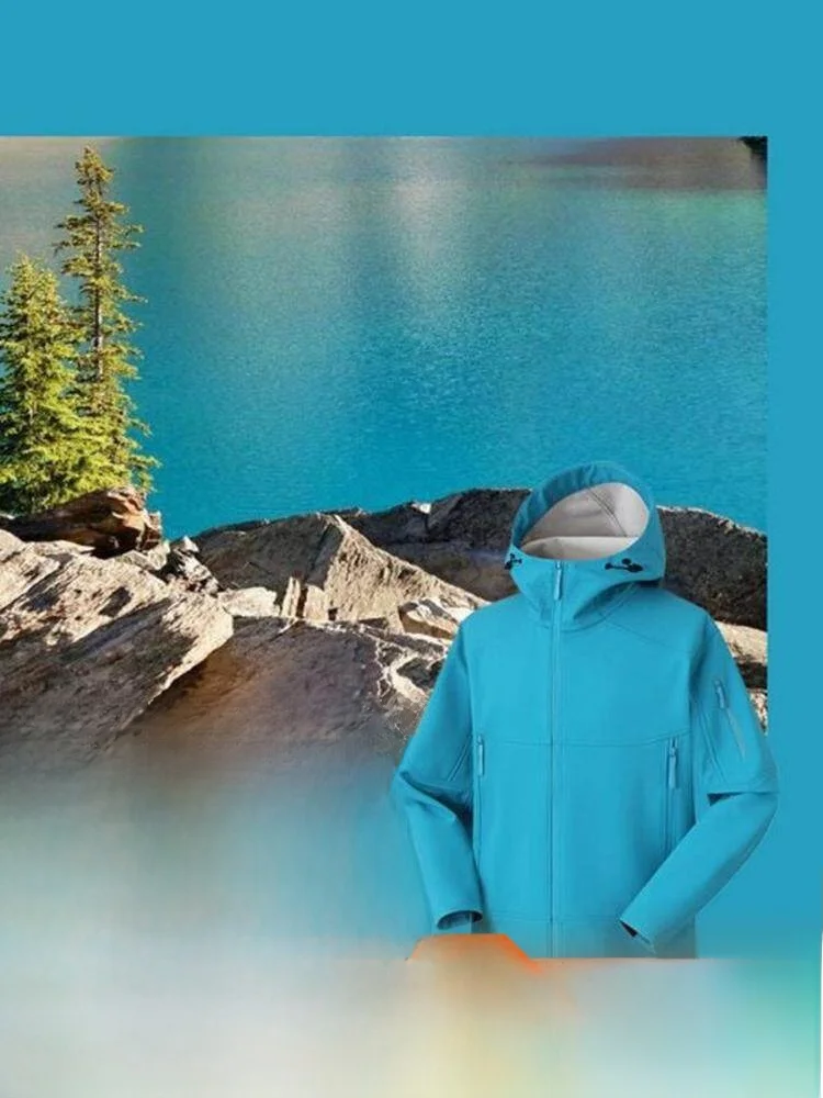 Thickened Fleece 3D Stereo Cutting Outdoor Three-proof Anti-wind Waterproof Unisex Hooded Soft  Jacket Standard Fit Long...