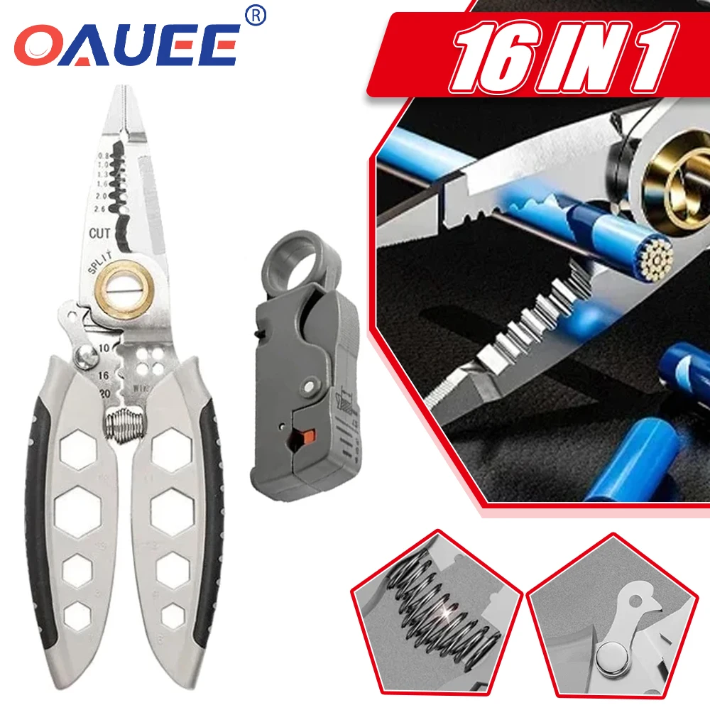 

7-inch Multipurpose Wire Stripper Pliers 16 in 1 Household Repairing Scissors Electrical Stripping Crimping Pliers Hand Tools