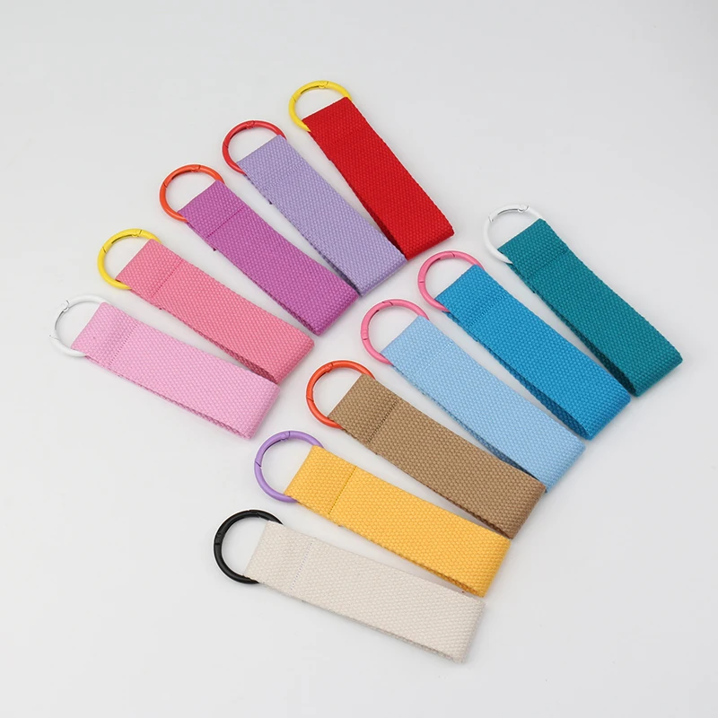 3.2X12CM Keychain Baggage Key Tag Canvas Strap Keyring Key Chain For Car Keys Holder Backpack Hanging Pendant Key Ring Wholesale