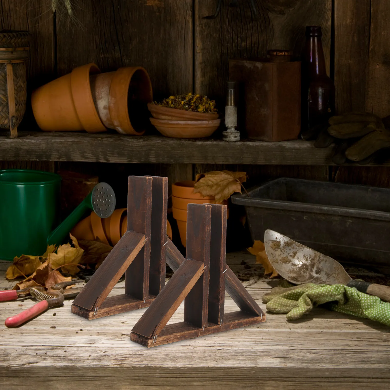 2Pcs Garden Fence Base Solid Wood Stable Support Small Fence Lawn Outdoor Use Durable Fences Base Set Garden Accessory