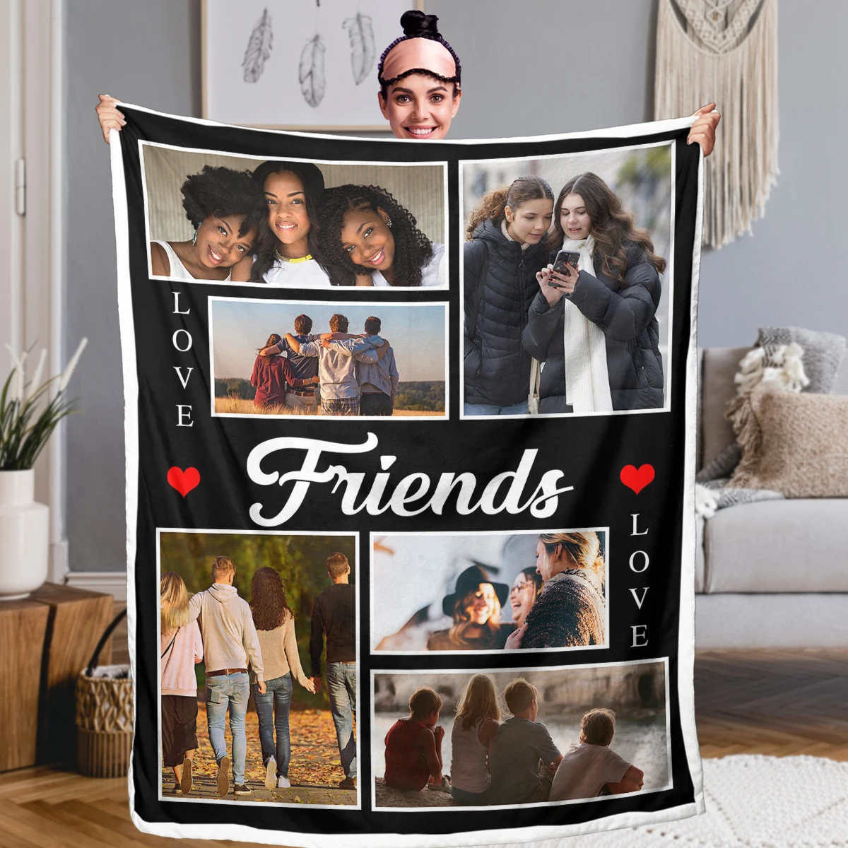 

Nice Memory with Friends Design Sherpa Fleece Blanket for All Seasons Soft Blanket For Home Bedroom Sofa Decor