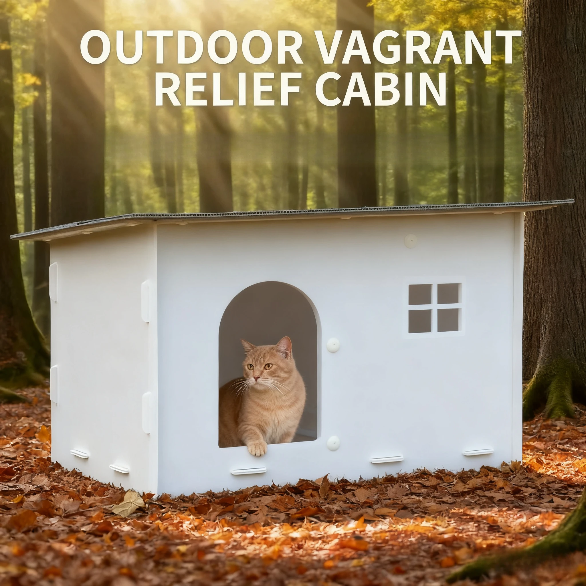 

Elevated Outdoor Cat House-Heavy-Duty Construction,Spacious Interior Ideal for Stray, or Indoor Cats Bite and Cold-Resistant