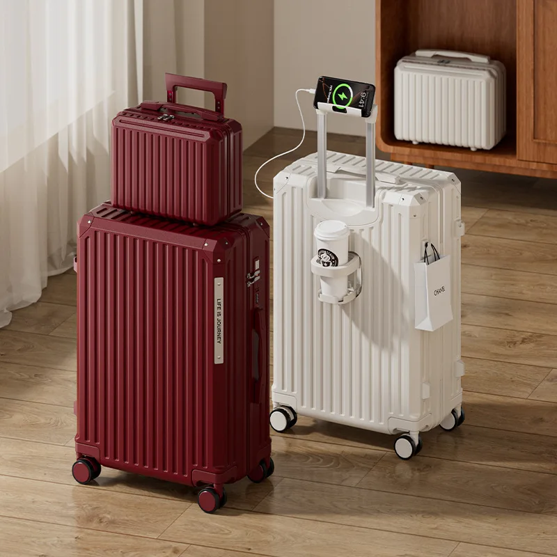 

Suitcase Set Multifunctional Luggage Trolley Case 28 inch Large Capacity Travel Suitcase with USB Type-C Port 20 inch Cabin Box