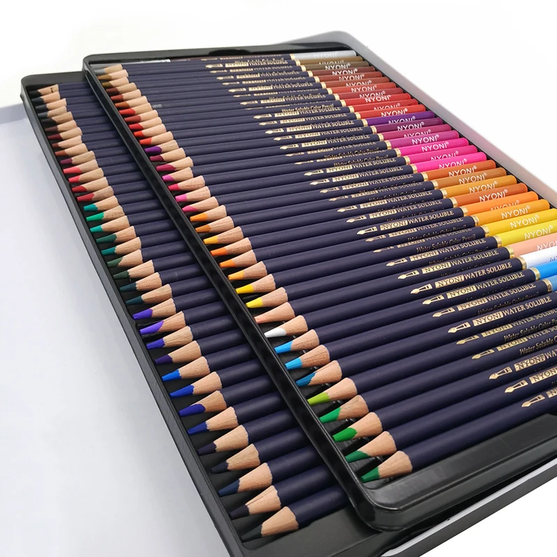 Water Soluble Iron Box Containing 12/24/36/48/72 Colored Pencils, Used for Drawing Enthusiasts, Beginners, and Hand Drawn Colori