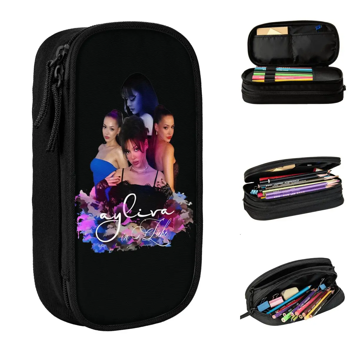 Ayliva in Liebe tour 2025 estojo de lápis de concerto cantor música pop meninas meninos de volta às aulas estojos de papelaria organizador