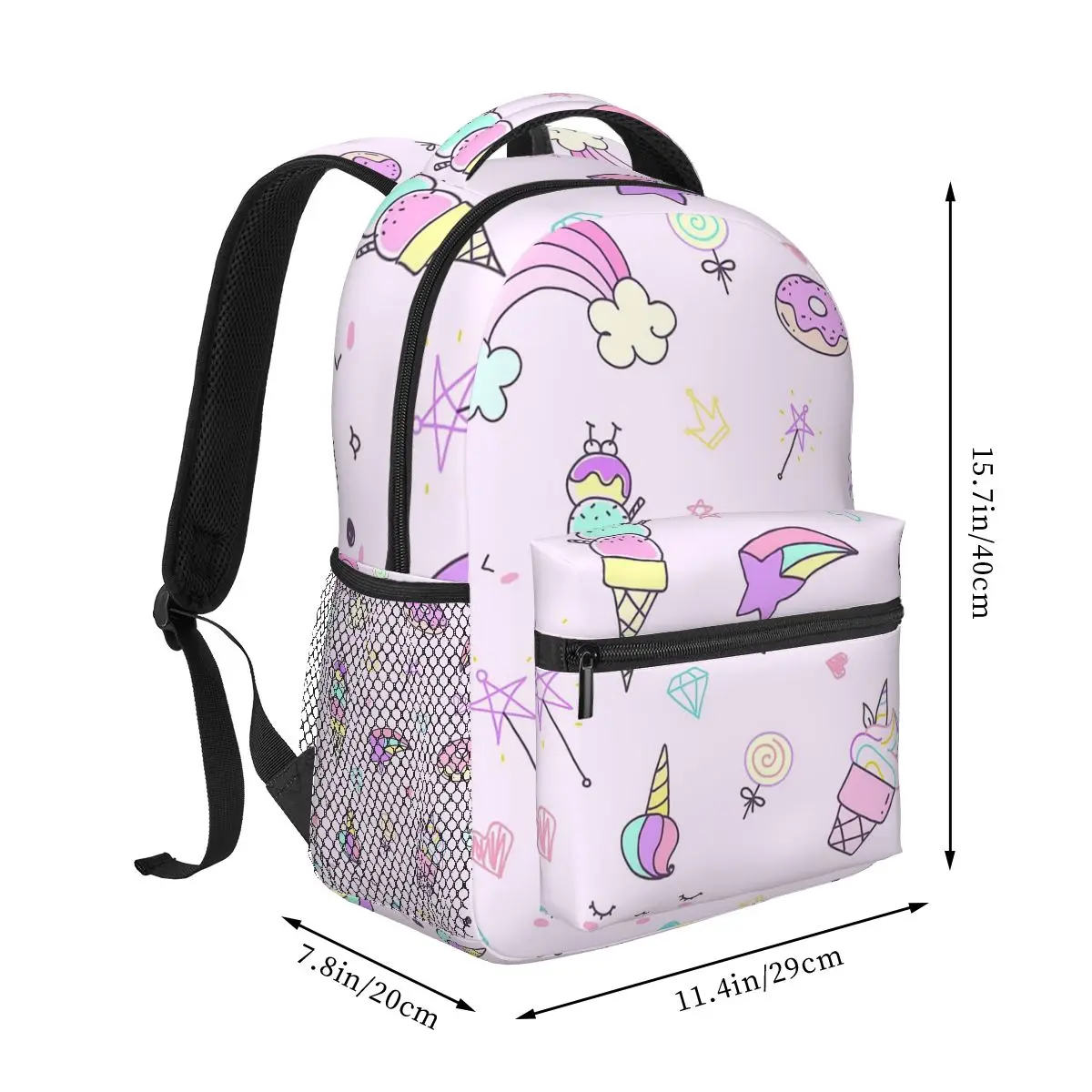 Ice Cream Unicorn Backpack Student Boys Girls BookBag Children School Bag Laptop Shoulder Bags for Men Women