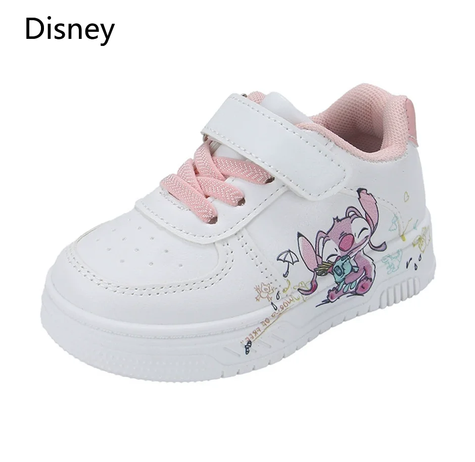 

Stitch Disney Girls' Shoes PU Leather Cartoon Princess Shoes Spring boy Baby Waterproof Sports Shoes Flats Size 20-31