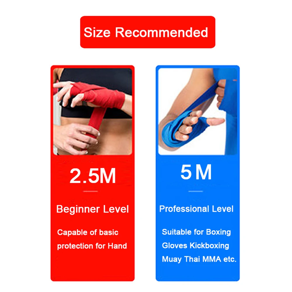 1Pair Professional Portable Elastic 2.5M 5M Hand Bandages Wraps for Men Women,Pure Cotton Sweat Style Hand Wraps for Boxing,Thai