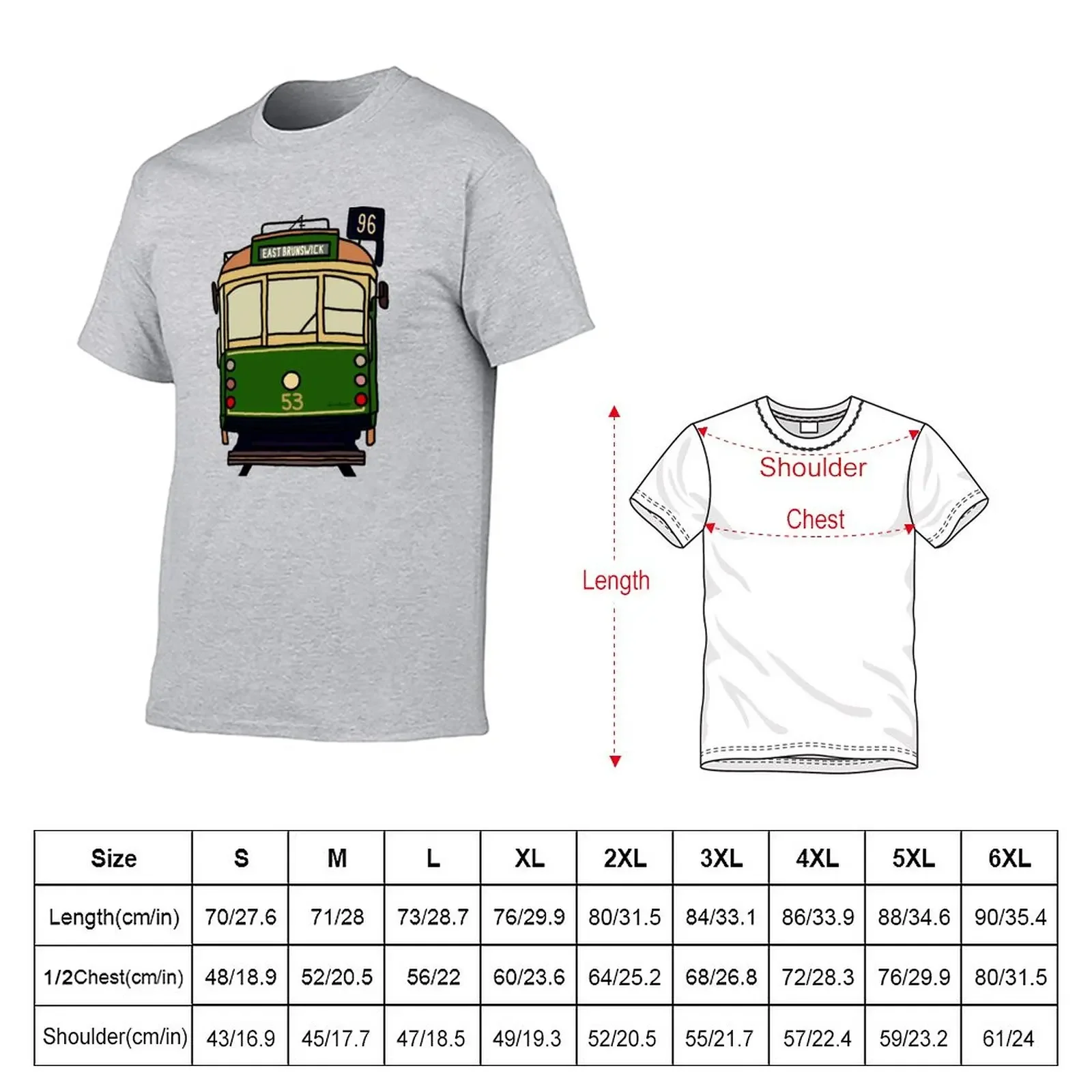 Melbourne Tram - No.96 to Brunswick East T-Shirt tees aesthetic clothes blacks Men's t-shirts