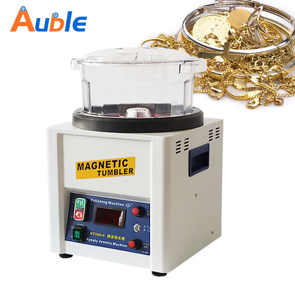 KT 280 Jewelry Polisher 1.1kg Large Capacity Jewelry Polishing Machine Magnetic Tumbler for Polishing Intricate Details