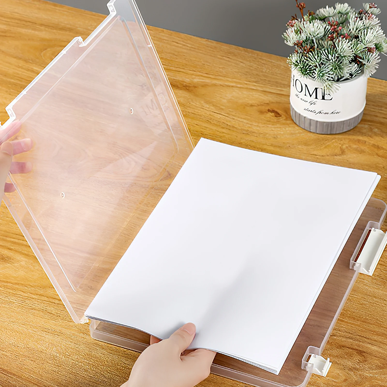 

File Storage Box Document Organizer Transparent PP Material Lightweight Desk Office Supplies Archive Folder Container