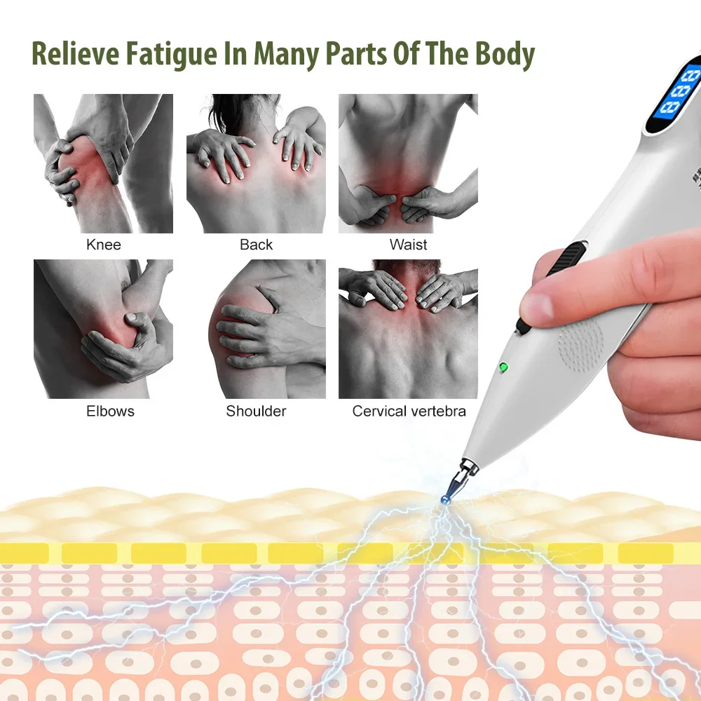 Electronic Acupuncture Pen Rechargeable Electric Acupressure Pen Energy Meridian Massage Pen Pointer Laser Meridian Stimulator