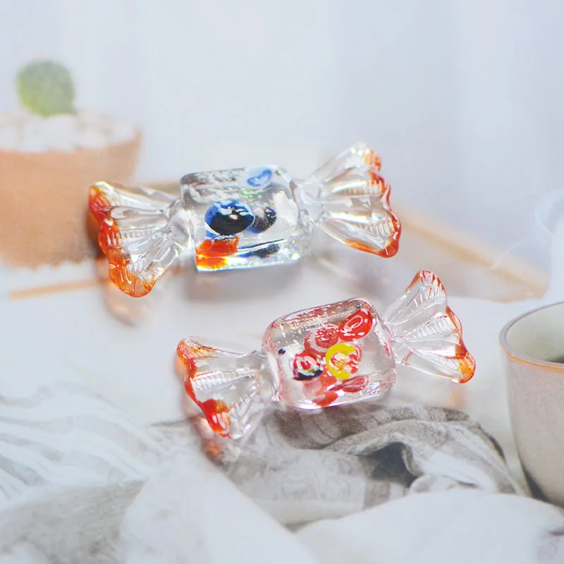 Modèles de bonbons en verre transparent faits à la main, ornements de bricolage, souvenirs d'enfance, cadeaux de vacances créatifs, mignon, 5 pièces, sac