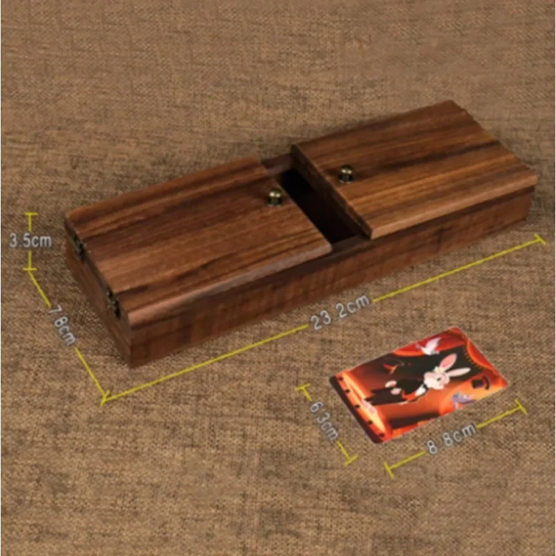 Luksusowe magiczne efekty z przesuwaniem kart (edycja z drewna orzechowego) - iluzje sceniczne, klasyczne rekwizyty magii, sztuczki.