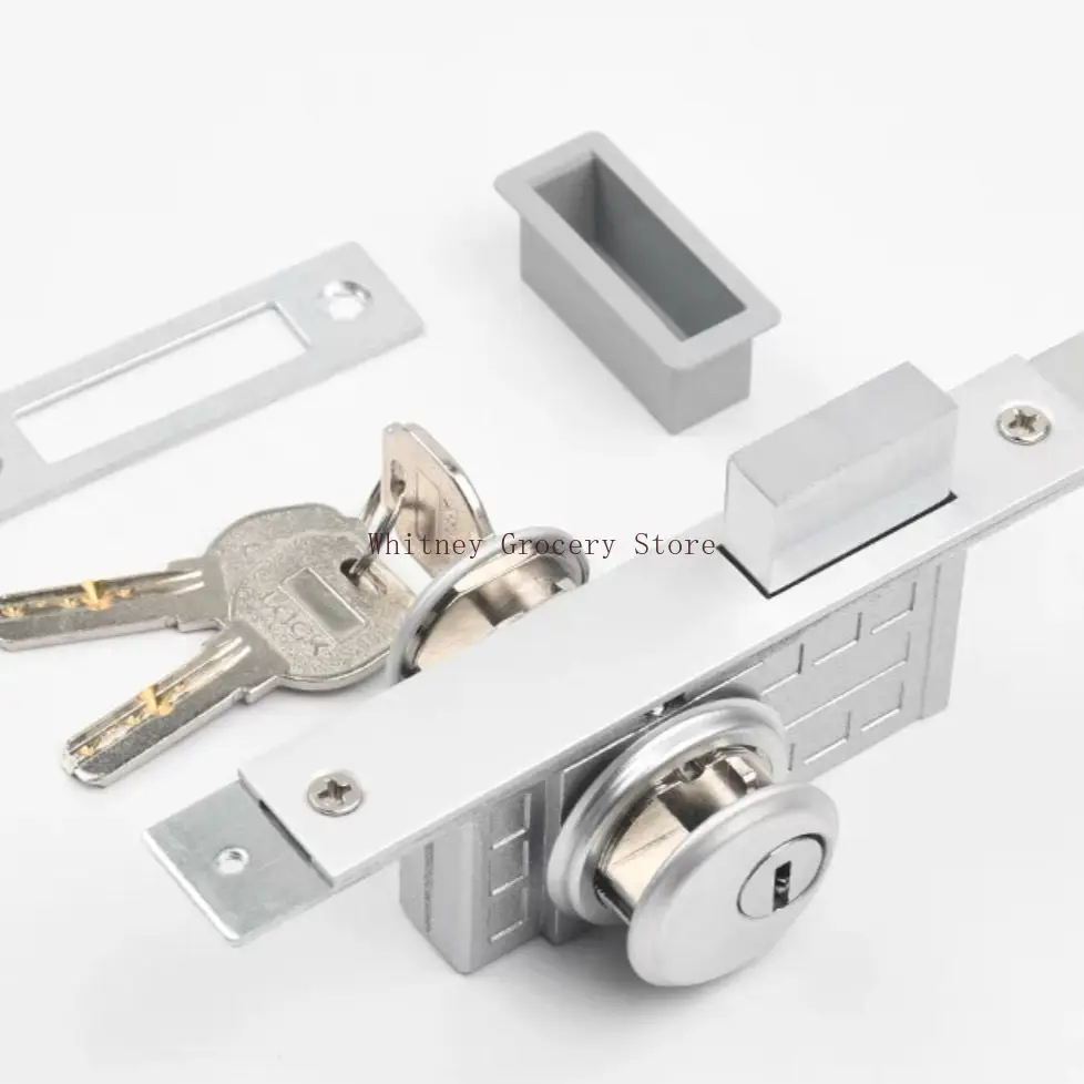 Framed Glass Security Door Locks General-purpose Aluminum Alloy Profile Door Locks Shop Anti-theft Floor Locks Door Hardware