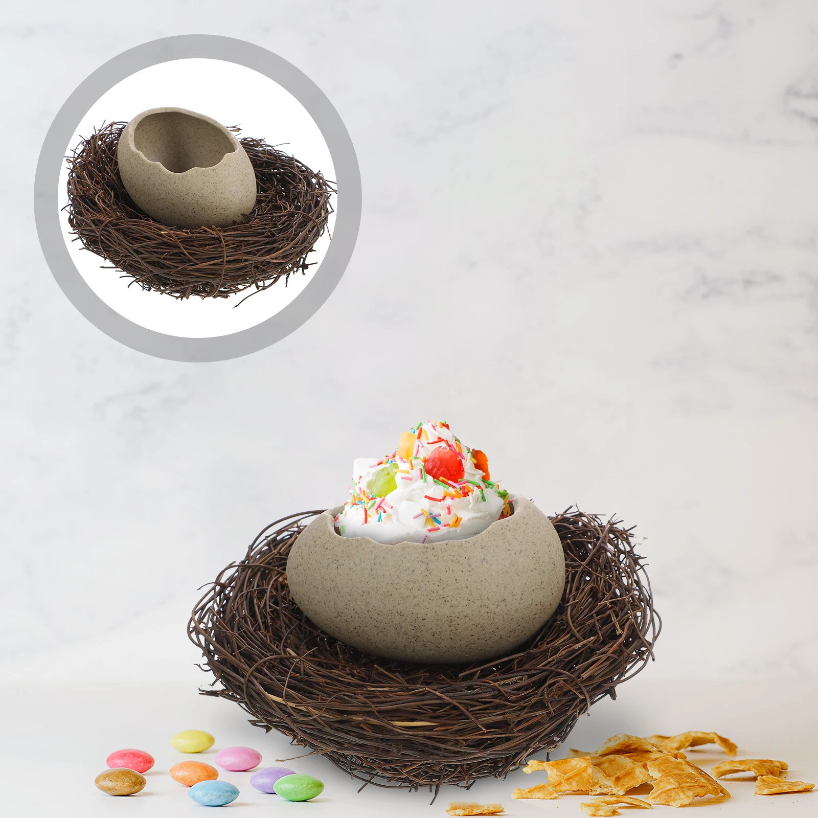 

Bowls for Kitchen Candy Hollow Ceramic Home Decor Bird Nest Eggshell Popcorn Serving