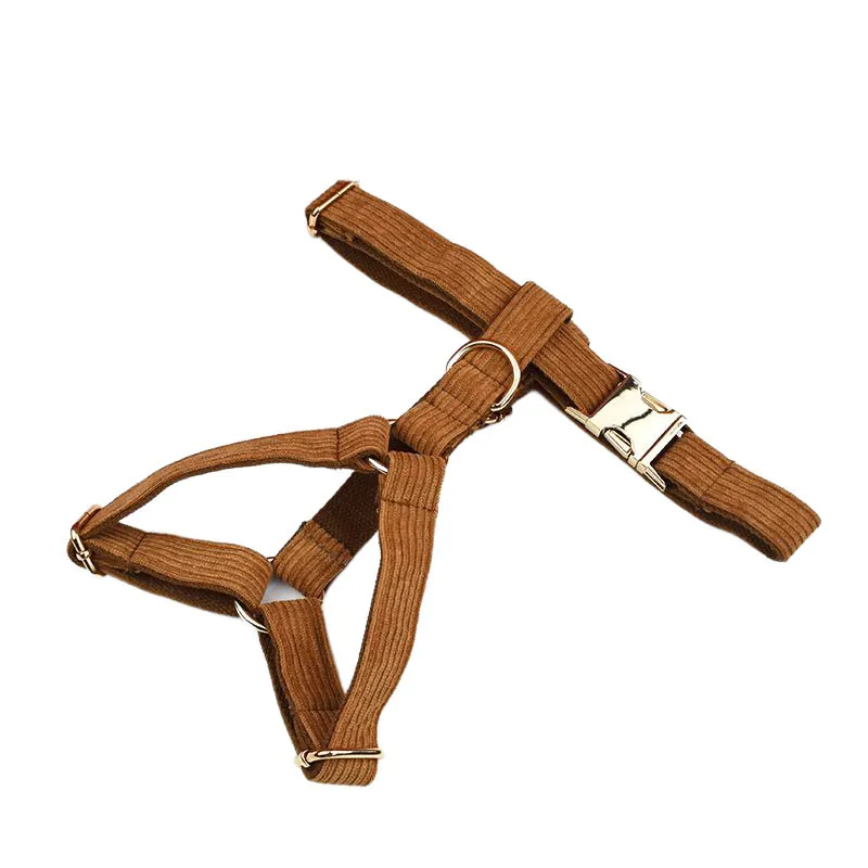 Personalised Corduroy Dog Collar And Leash Set With Nameplate_voghion.com