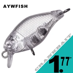 AYWFISH 15PCS / Lot Unpainted Crankbait Mini Float 1.77INCH Transparent Crank Bait Plastic Body Wobbler Blanks For Fishing Lure