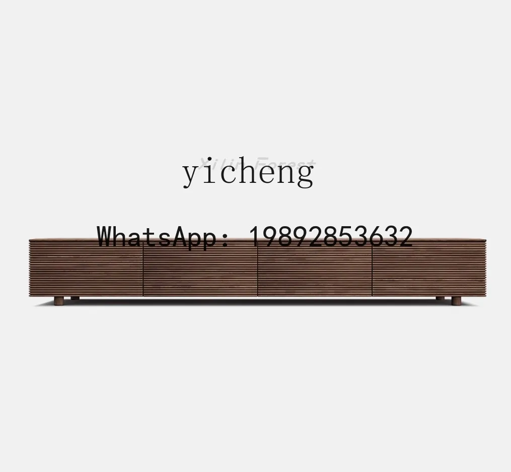 X6  TV Cabinet Black Walnut Storage Cabinet Living Room All Solid Wood Oak Floor Cabinet