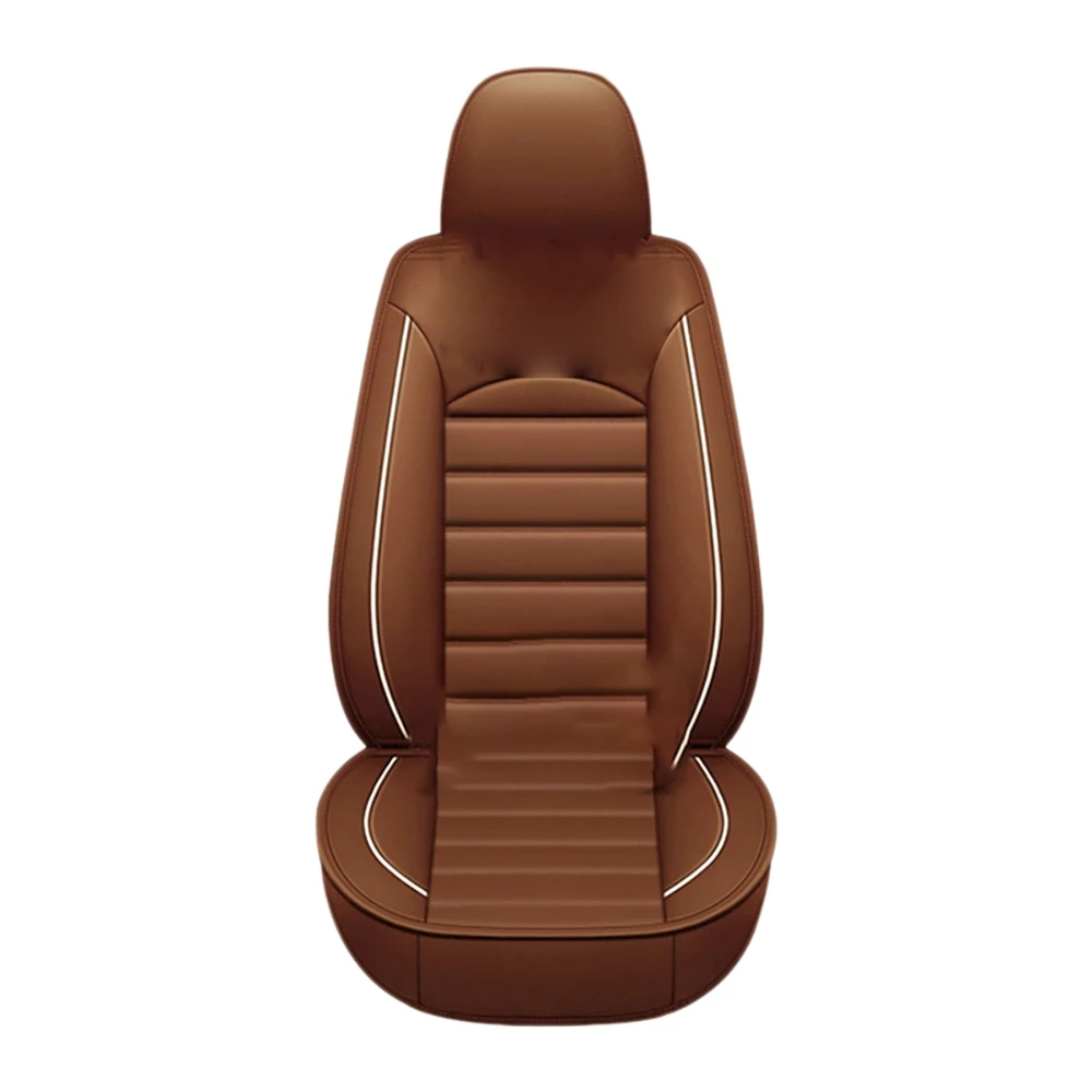 

5D Luxury Universal Full Car Seat Mat Covers PU Leather Protector Breathable Pad Set 1PCS Four Seasons Brown